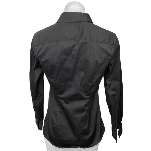 Banana Republic Black Tailored Button Down Long Sleeve Collar Shirt Blouse Top 4 - Picture 2 of 5